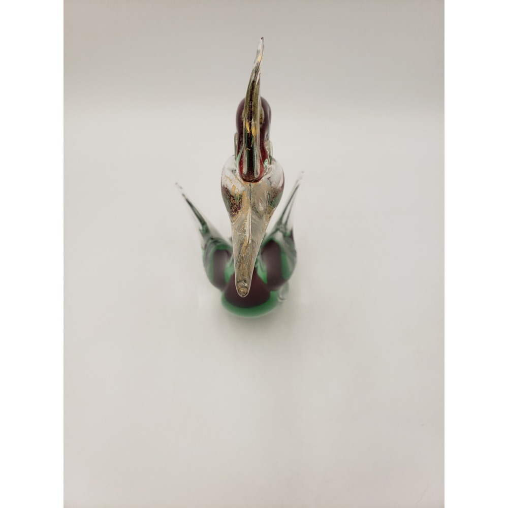 Vintage Murano Glass Swan‎ Sommerso Red Green & Clear Mid-Century 10.5 Inch - Picture 8 of 12